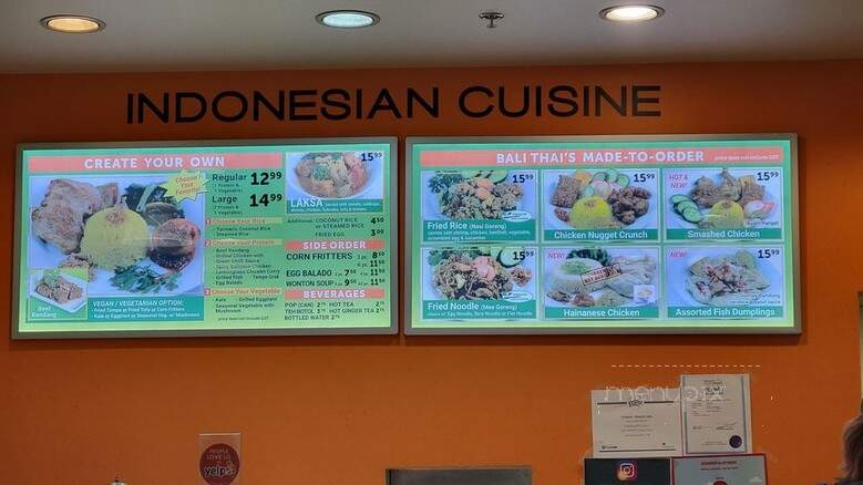 Bali Thai - Vancouver, BC menu_pic