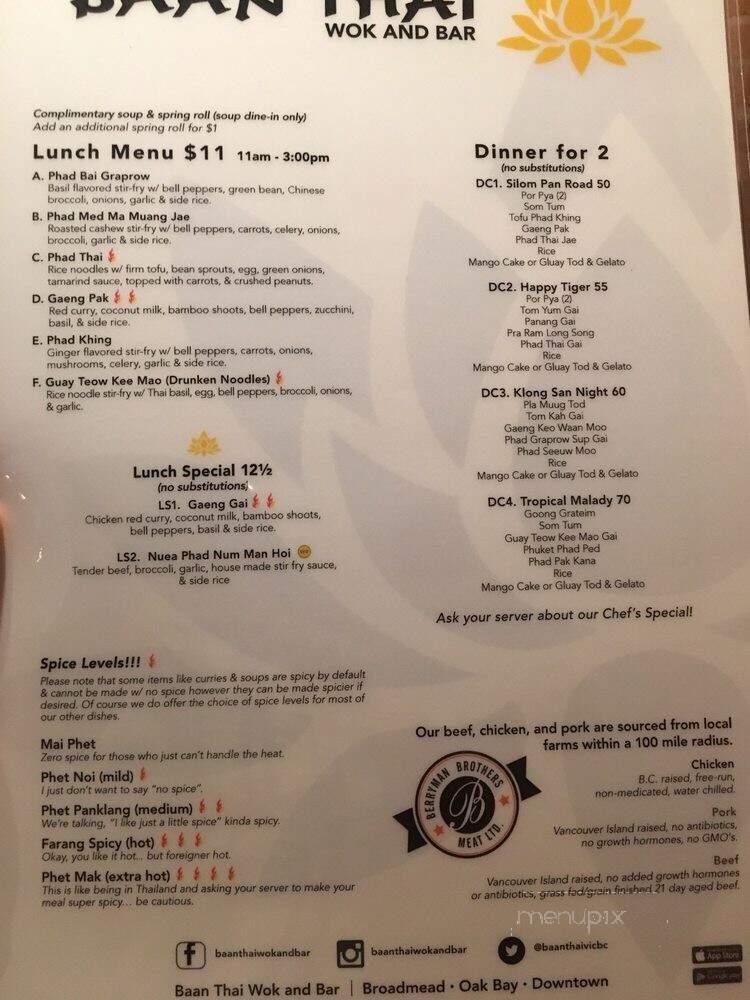 Baan Thai Restaurant - Victoria, BC menu_pic