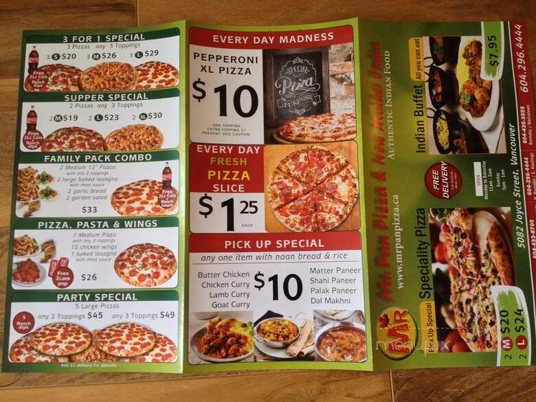 Mr. Pan Pizza - Vancouver, BC menu_pic