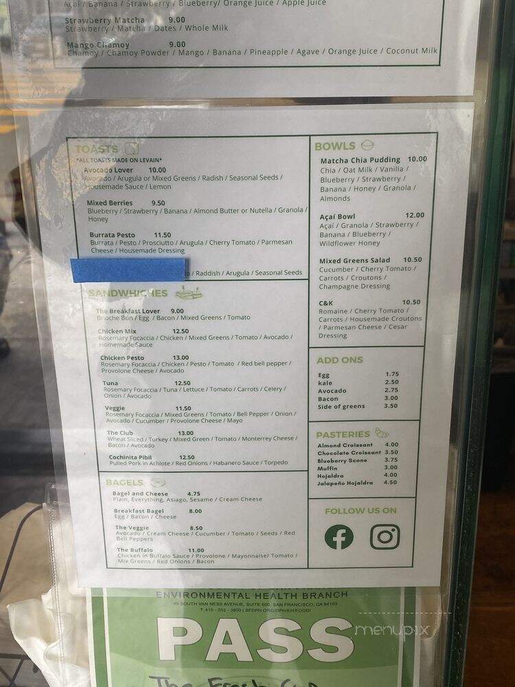 Fresh Cup Cafe - Sidney, BC menu_pic