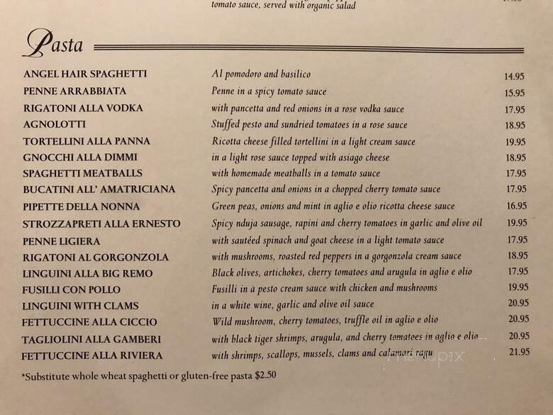 Dimmi Bar & Trattoria - Toronto, ON menu_pic