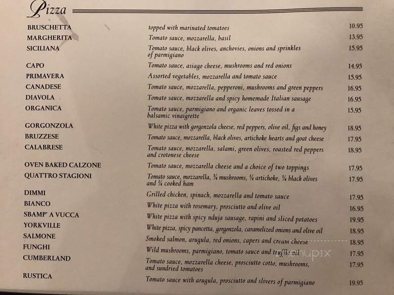 Dimmi Bar & Trattoria - Toronto, ON menu_pic