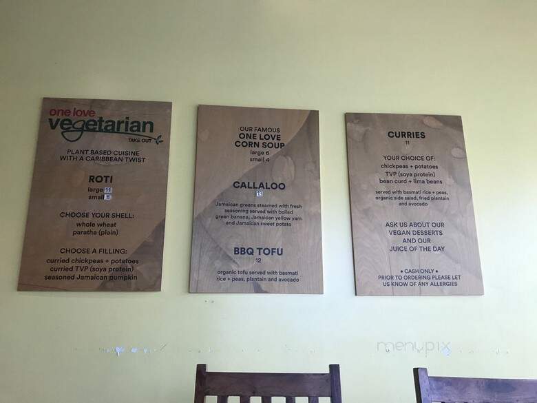 One Love Vegetarian Cafe - Toronto, ON menu_pic