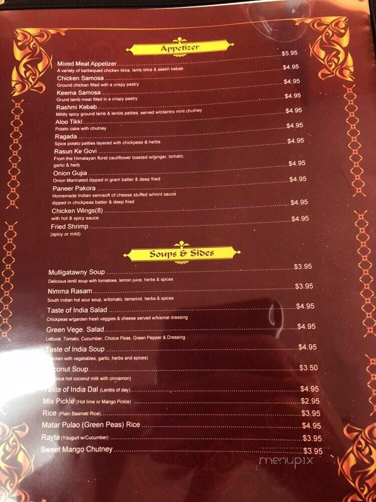 Taste of India - Whitehorse, YT menu_pic