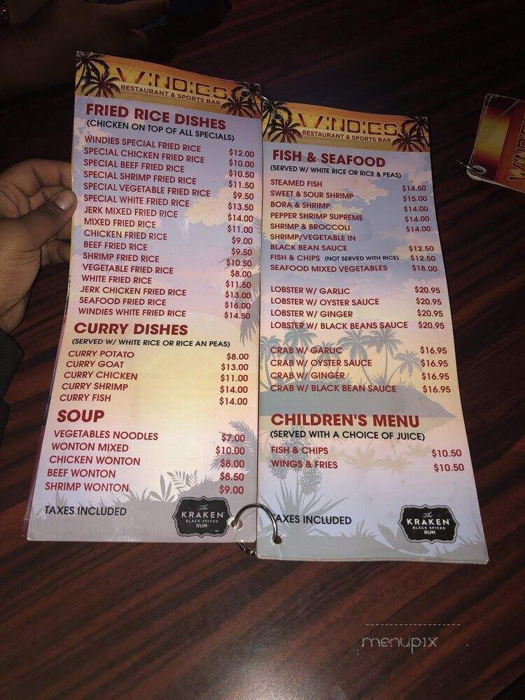 Windies Restaruant & Sports Bar - Scarborough, ON menu_pic