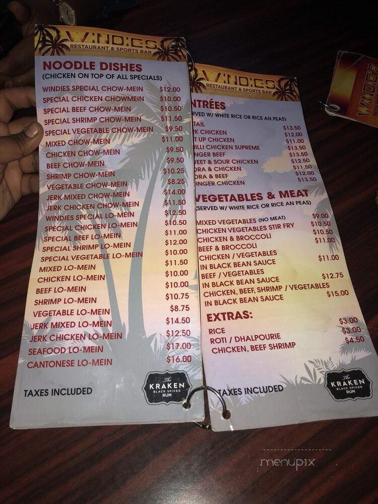 Windies Restaruant & Sports Bar - Scarborough, ON menu_pic