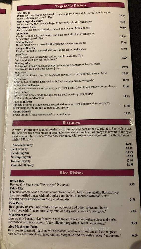 Shafiq's Taste Of India - Peterborough, ON menu_pic