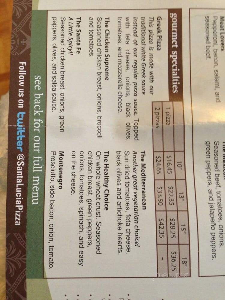 Santa Lucia Pizza - Winnipeg, MB menu_pic