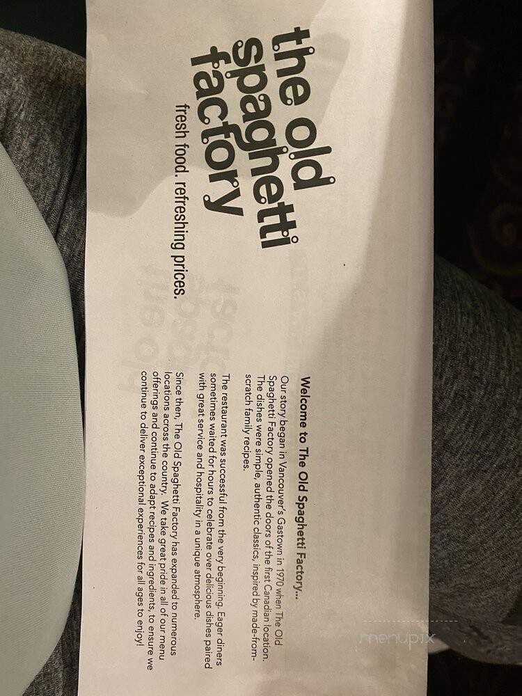 The Old Spaghetti Factory - Banff, AB menu_pic