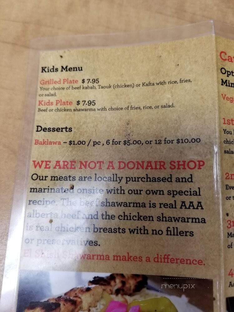 La Shish Taouk Inc - Edmonton, AB menu_pic