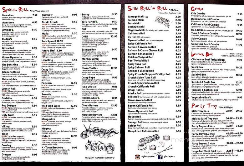 Ginza Restaurant - Port Coquitlam, BC menu_pic