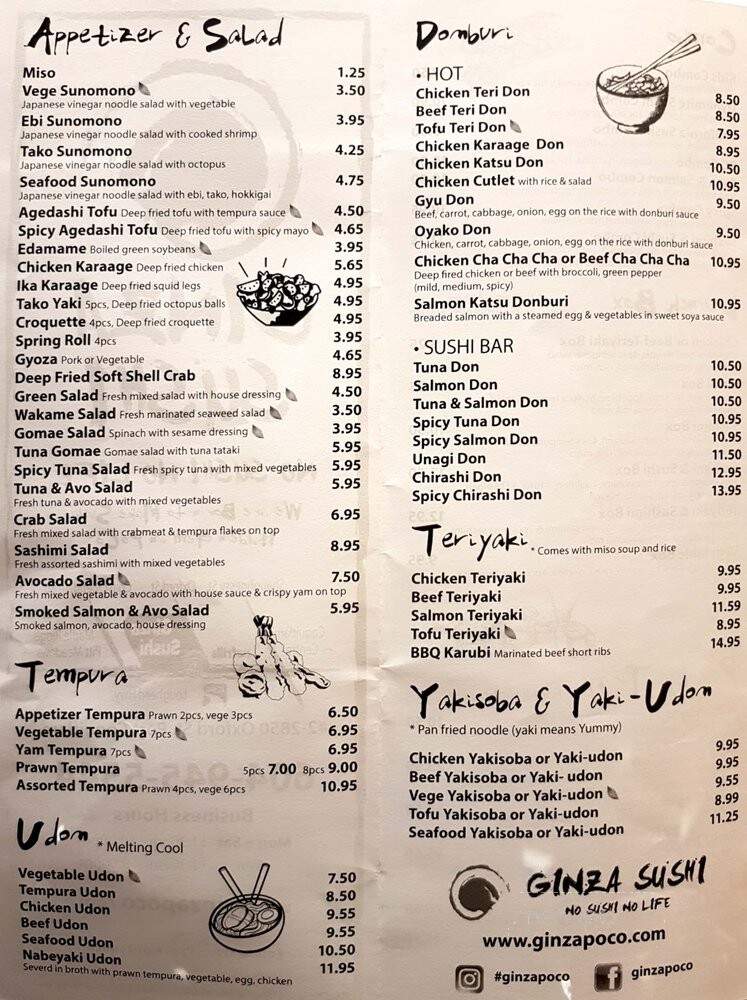 Ginza Restaurant - Port Coquitlam, BC menu_pic