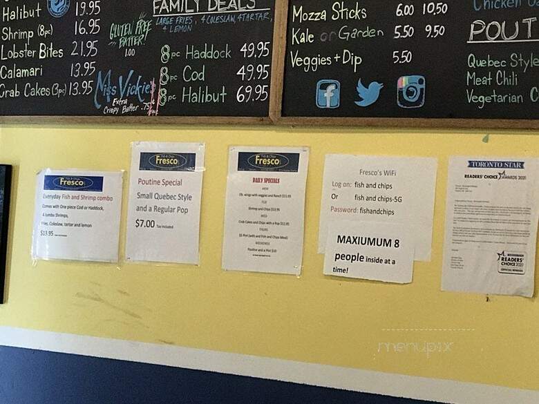 Fresco's Fish & Chips - Toronto, ON menu_pic