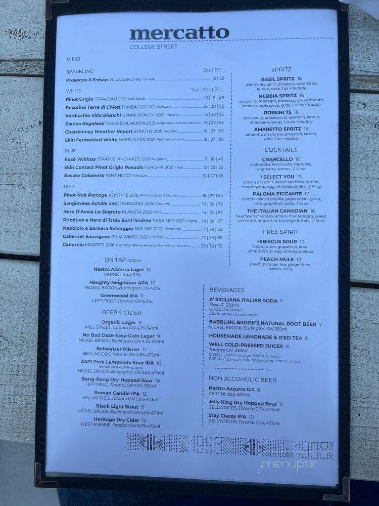Mercatto - Toronto, ON menu_pic