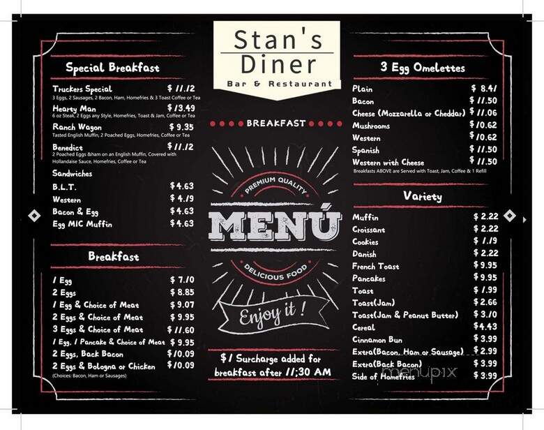 Stan's Diner & Take Out - Ottawa, ON menu_pic