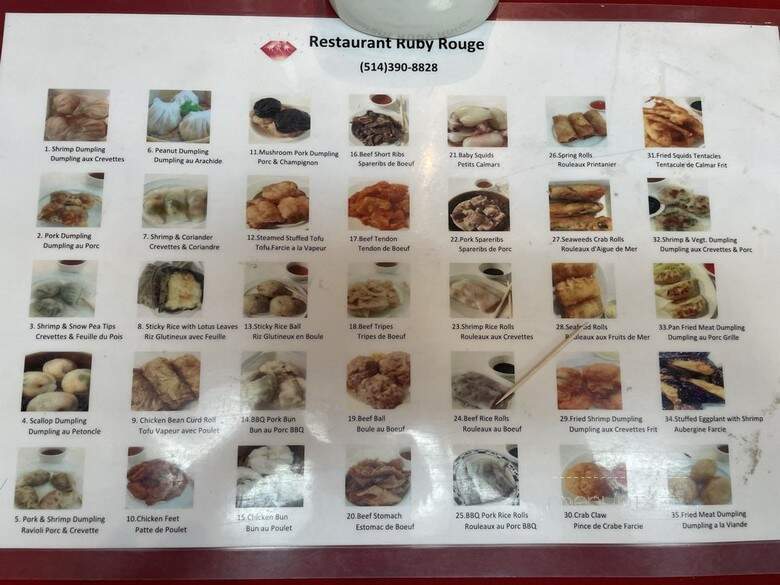 Restaurant Rubis Rouge - Montreal, QC menu_pic