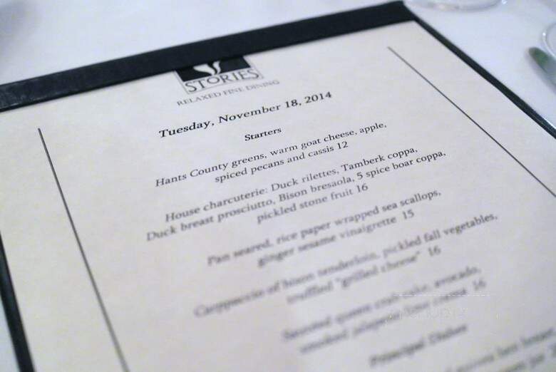 Stories Fine Dining - Halifax, NS menu_pic