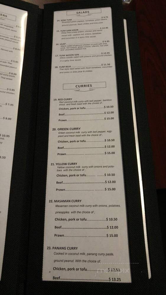 Thai Cafe - Burnaby, BC menu_pic