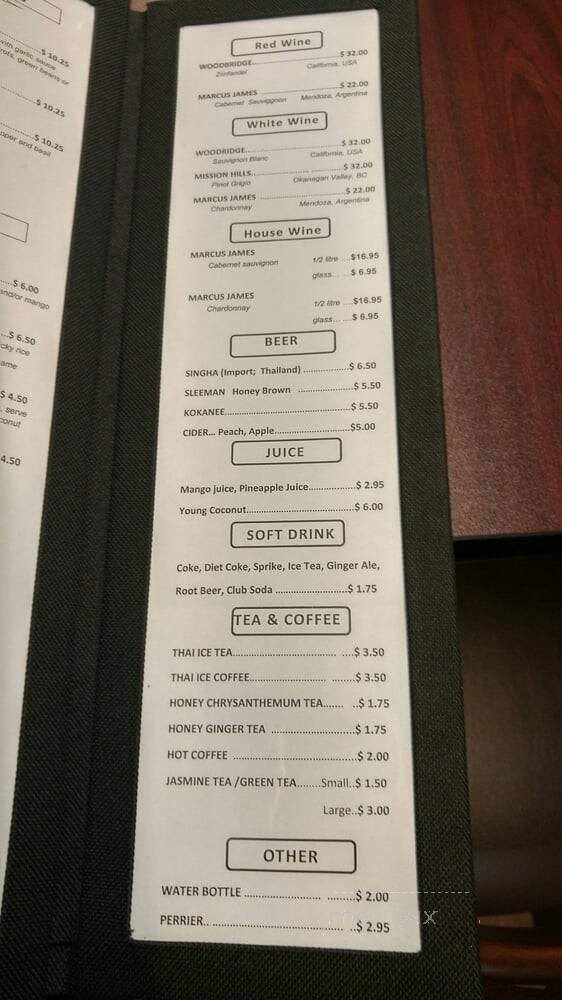 Thai Cafe - Burnaby, BC menu_pic