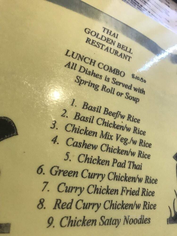 Golden Bell Thai Restaurant - Newmarket, ON menu_pic