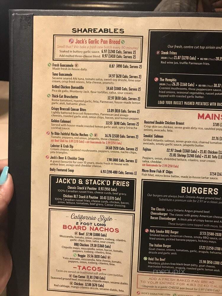 Jack Astor's Bar & Grill - Richmond Hill, ON menu_pic