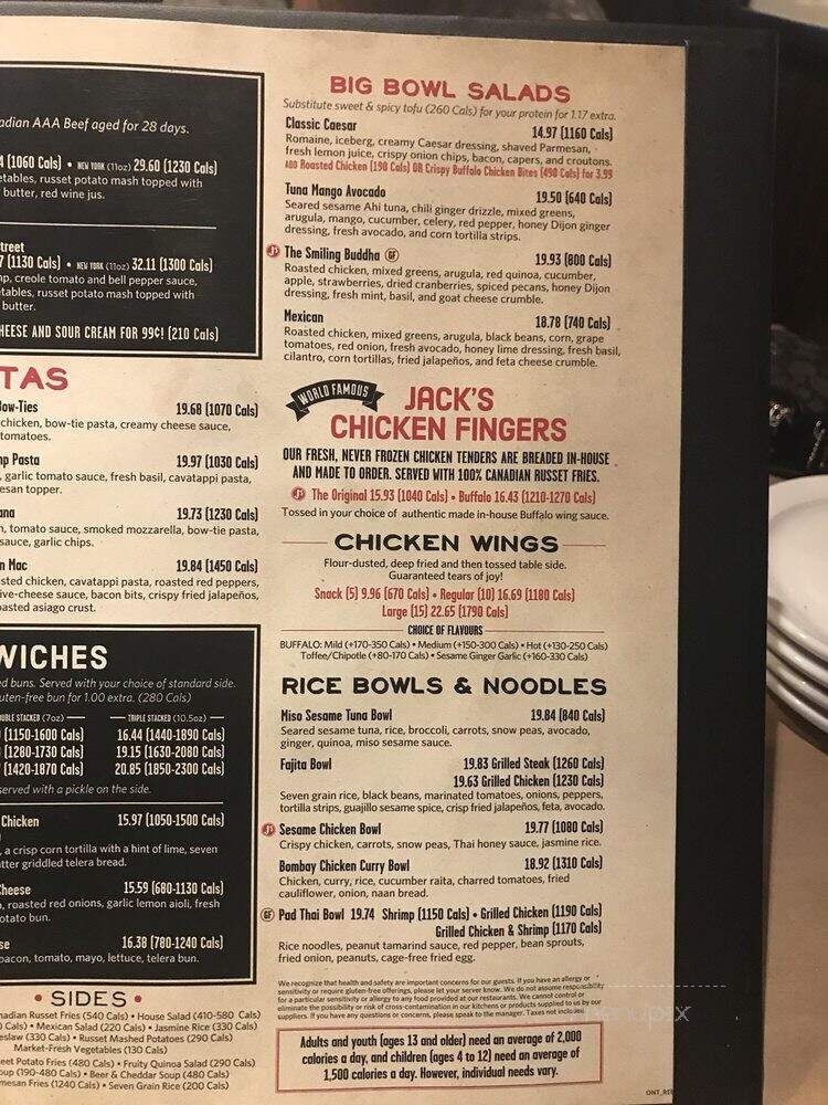 Jack Astor's Bar & Grill - Richmond Hill, ON menu_pic