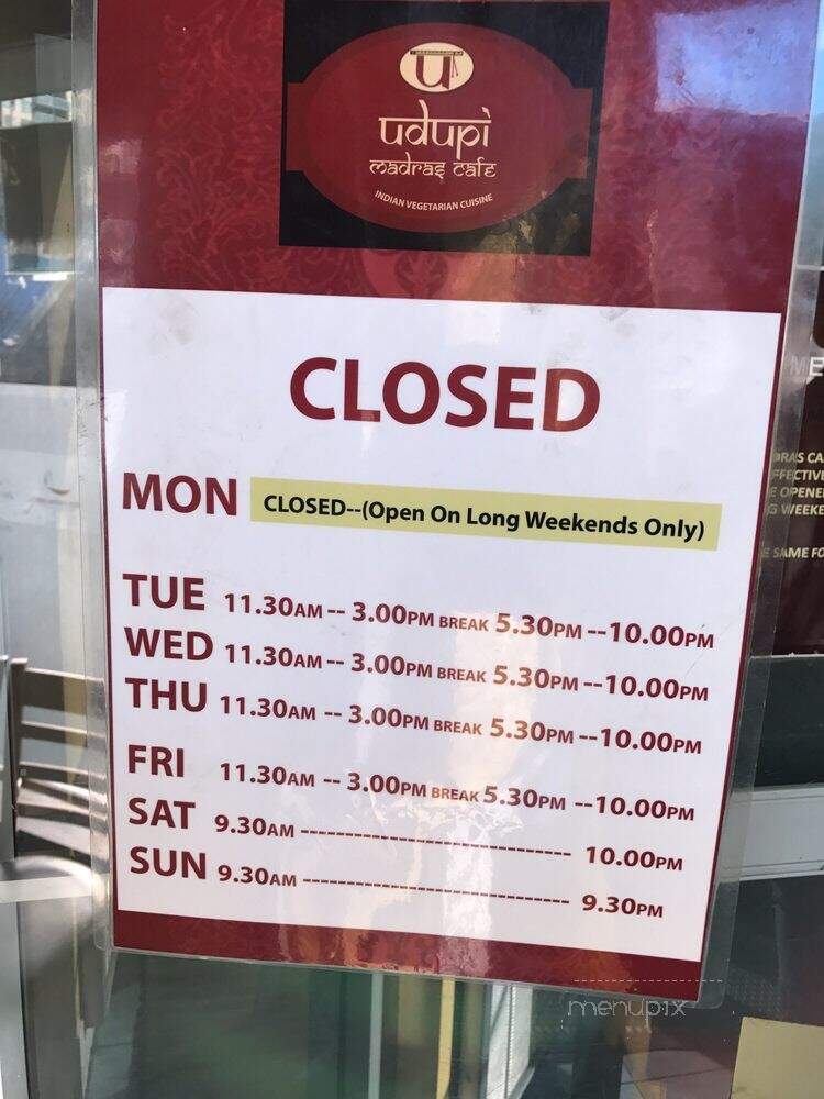 Udupi Madras Cafe - Mississauga, ON menu_pic