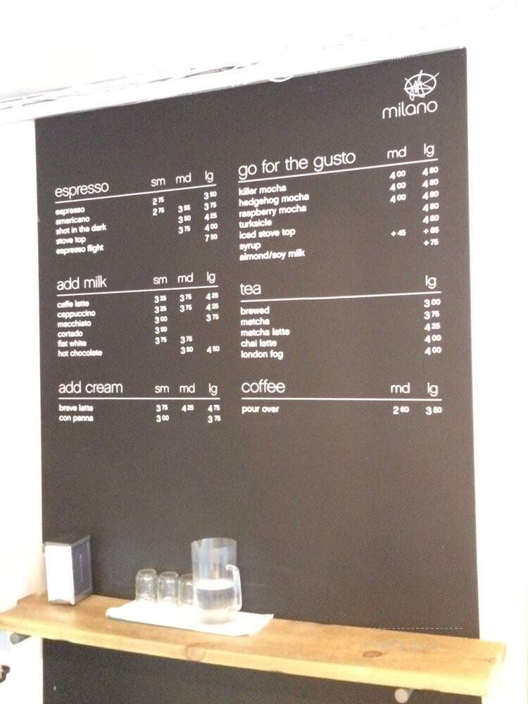 Milano Coffee Lounge & Tasting Bar - Vancouver, BC menu_pic