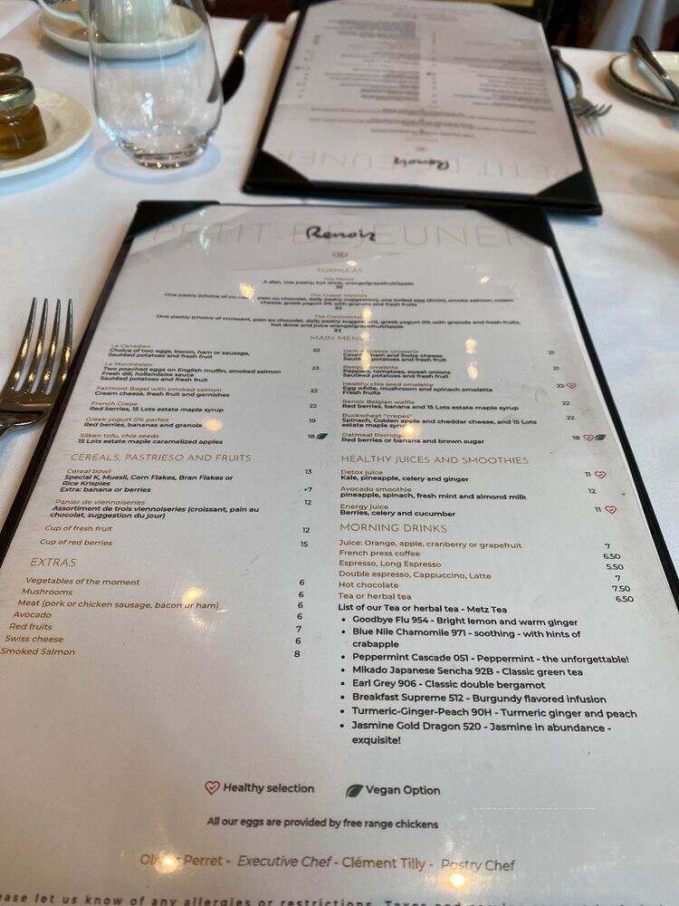 Renoir - Montreal, QC menu_pic