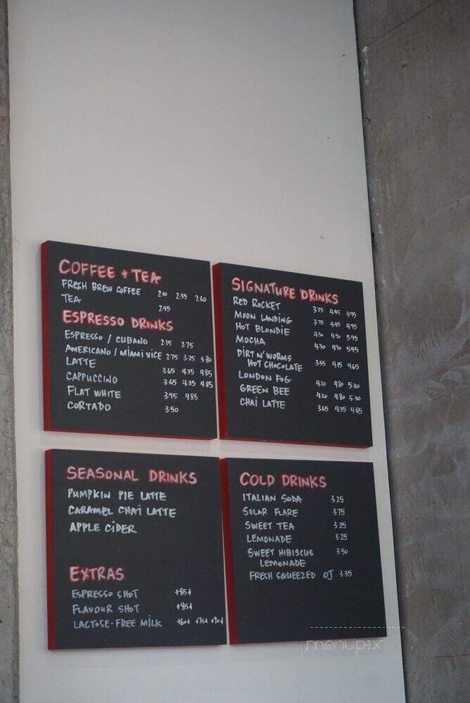 Red Rocket Coffee - Toronto, ON menu_pic