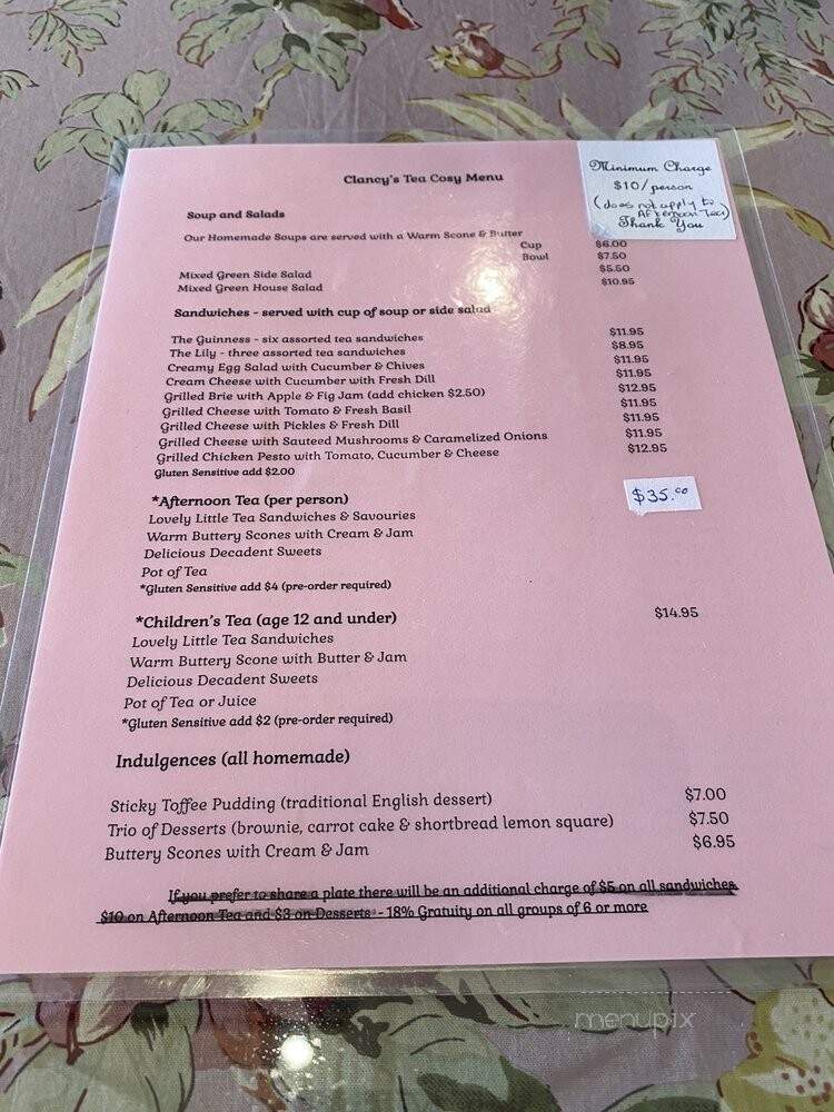 Clancy's Tea Cosy - White Rock, BC menu_pic