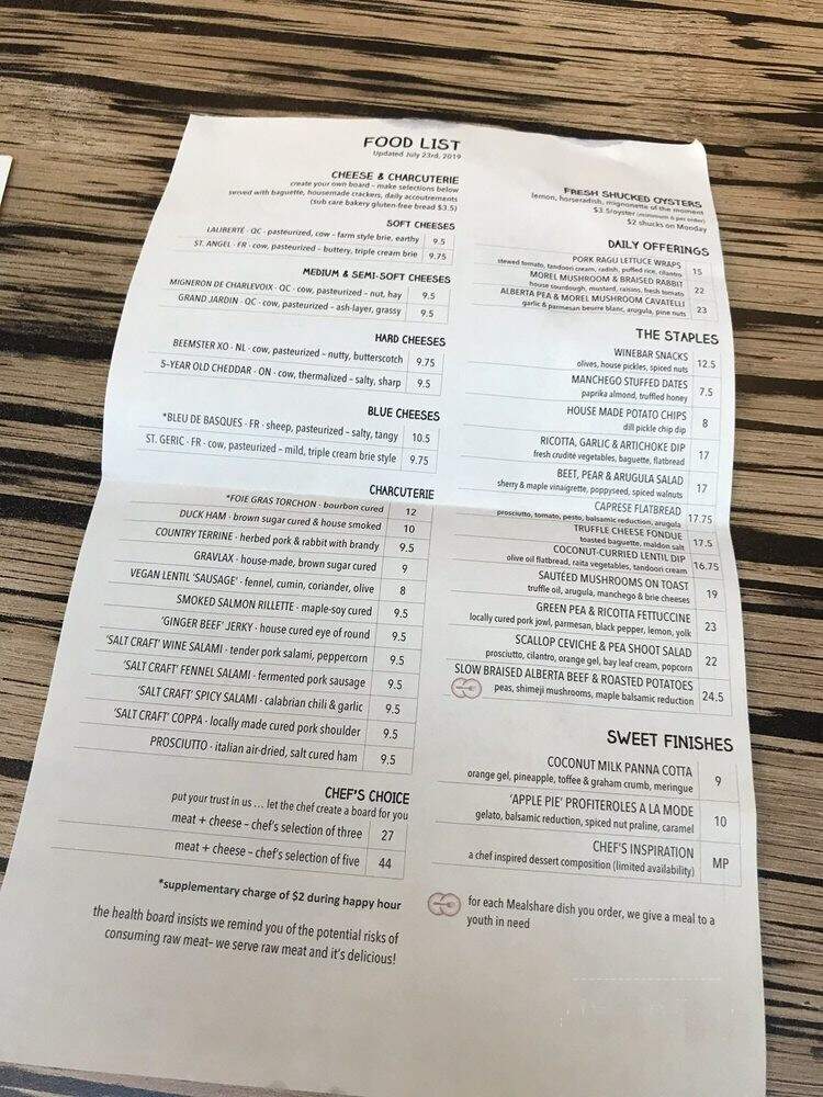 Wine Bar Kensington - Calgary, AB menu_pic