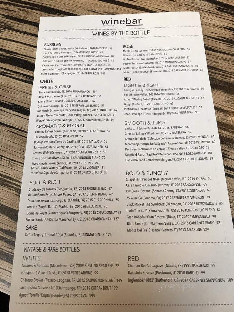 Wine Bar Kensington - Calgary, AB menu_pic