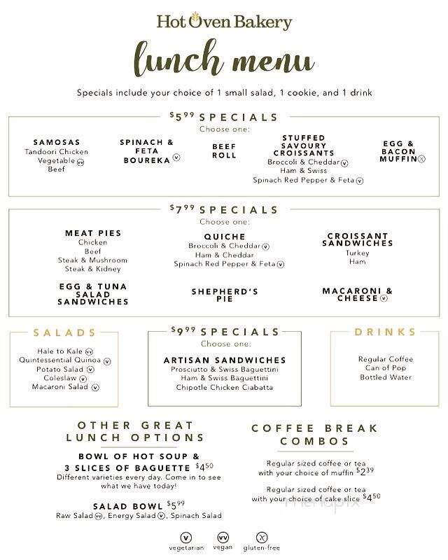 Hot Oven Bakery - Toronto, ON menu_pic