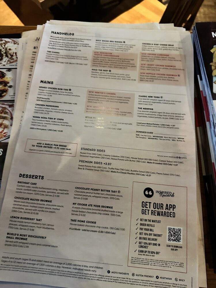 Jack Astor's Bar & Grill - Toronto, ON menu_pic