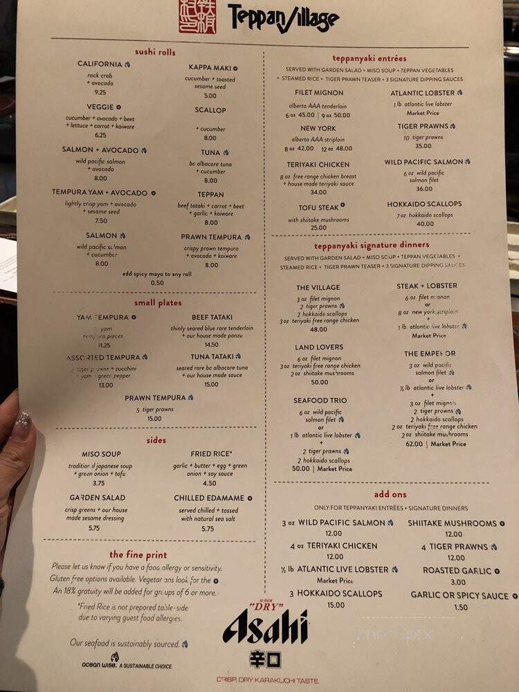 Teppan Village - Whistler, BC menu_pic