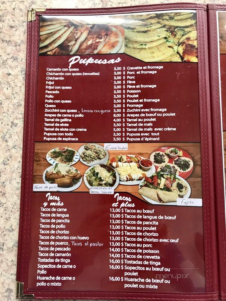 Restaurant Pupuseria Cabanas - Montreal, QC menu_pic