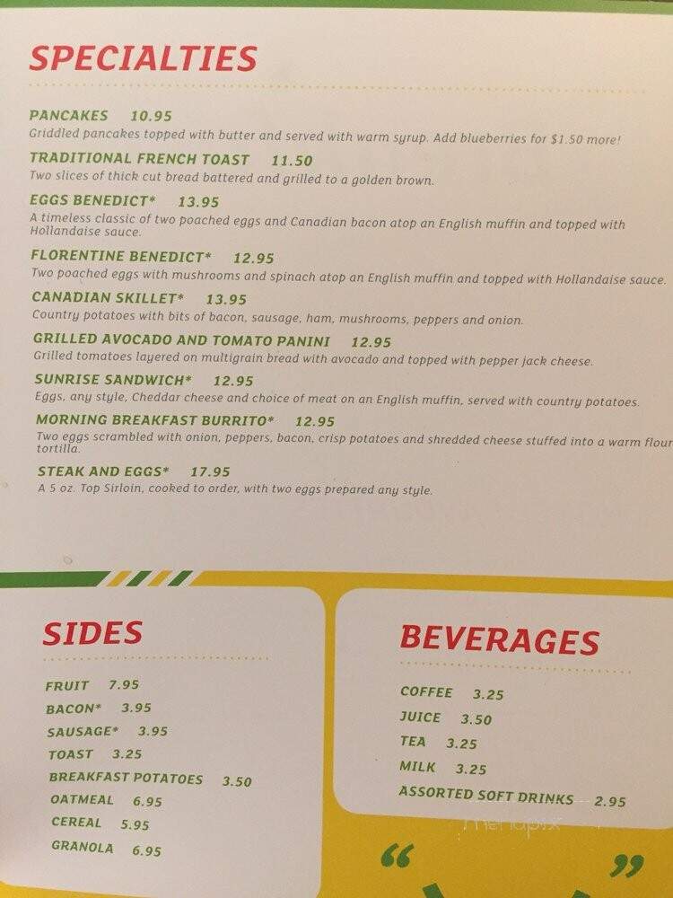 Stages Restaurant & Lounge - Vancouver, BC menu_pic