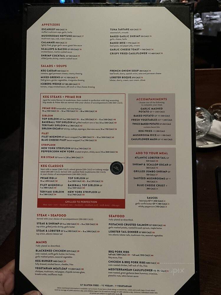 Keg Steakhouse & Bar - Niagara Falls, ON menu_pic