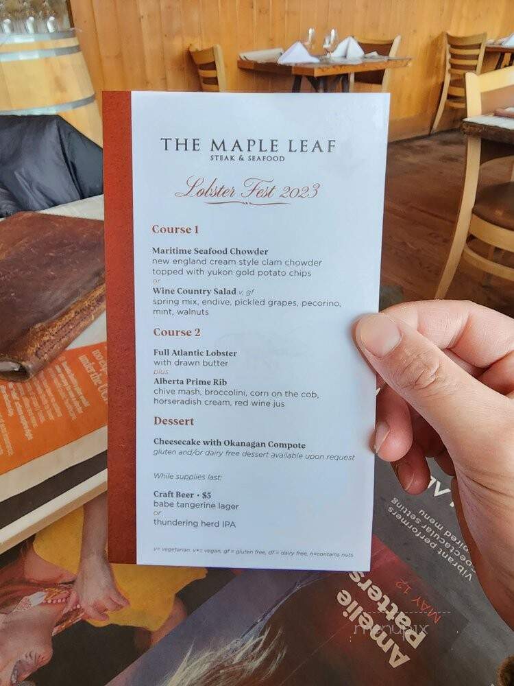 Maple Leaf Grille & Lounge - Banff, AB menu_pic