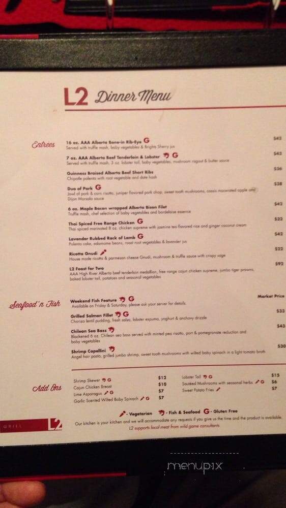 L2 Grill - Edmonton, AB menu_pic