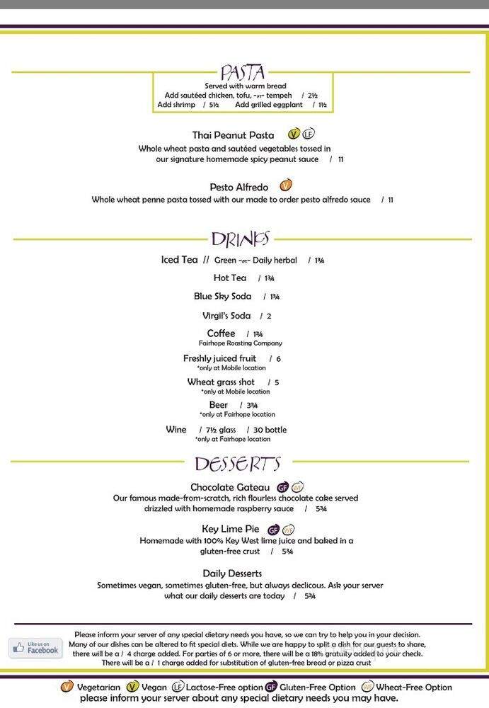 Sunflower Cafe - Calgary, AB menu_pic