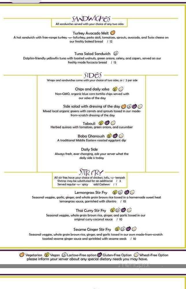 Sunflower Cafe - Calgary, AB menu_pic
