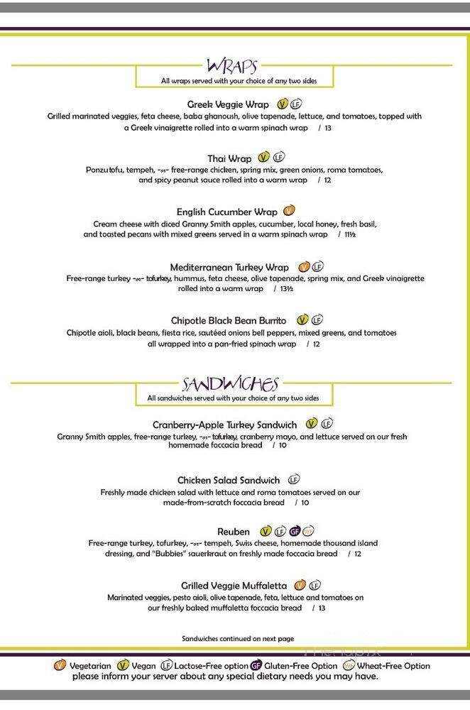 Sunflower Cafe - Calgary, AB menu_pic