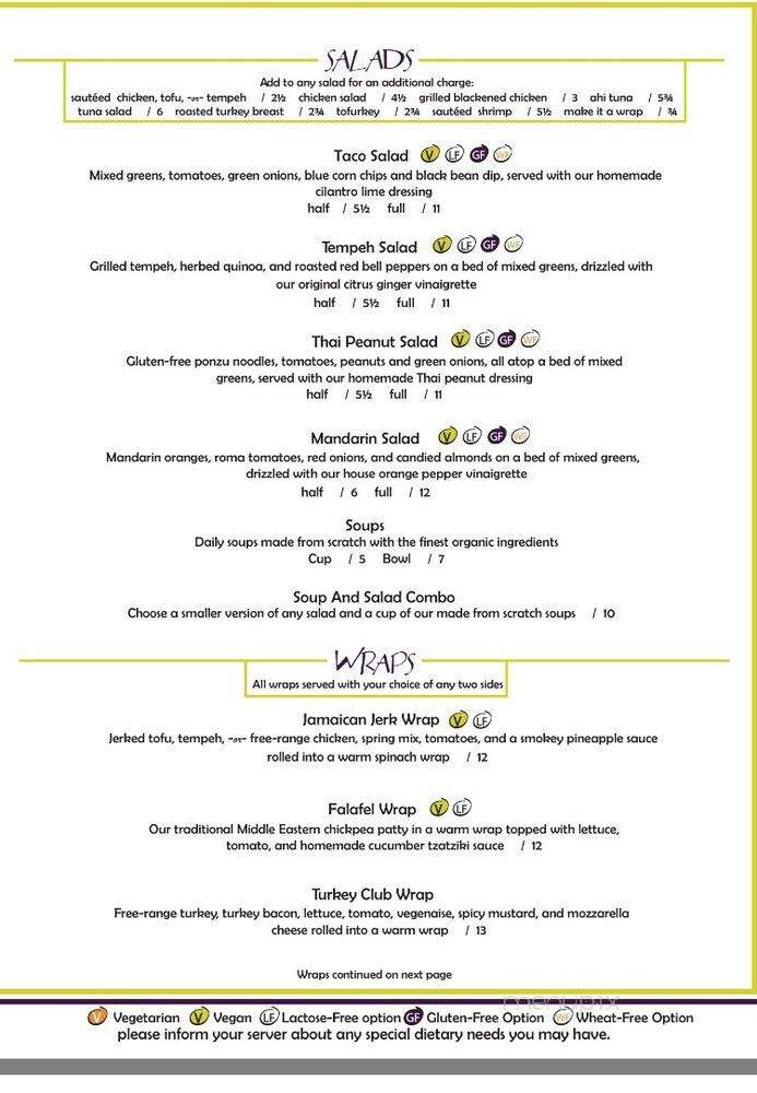 Sunflower Cafe - Calgary, AB menu_pic