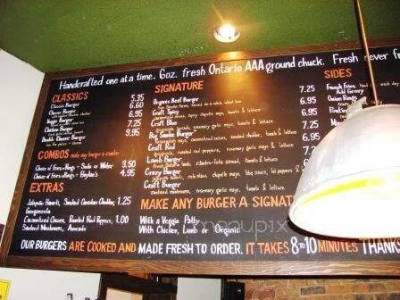 Craft Burger Inc - Toronto, ON menu_pic