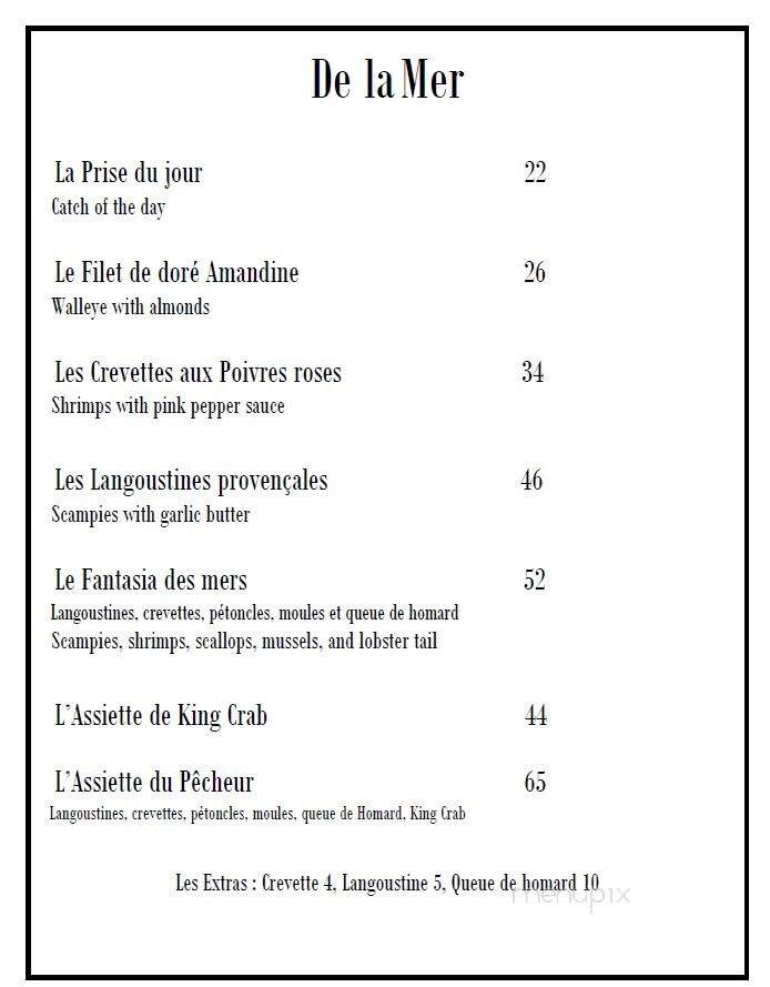Restaurant Au Coin Du Feu Enr - Sainte-Barbe, QC menu_pic