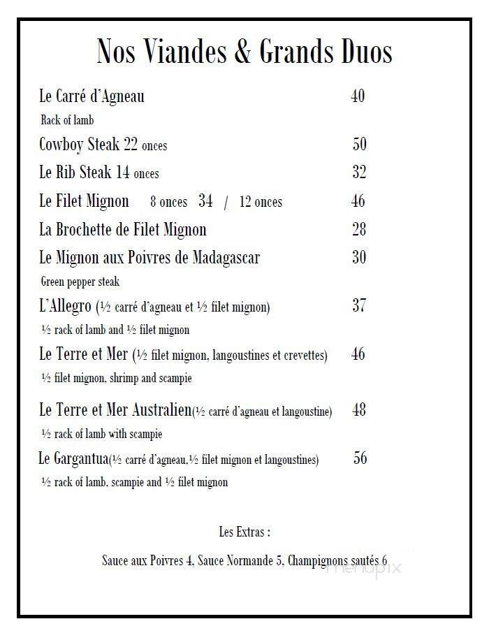Restaurant Au Coin Du Feu Enr - Sainte-Barbe, QC menu_pic