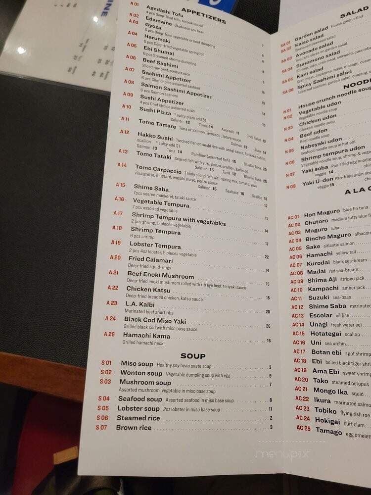 Tomo Japanese Restaurant - Richmond Hill, ON menu_pic