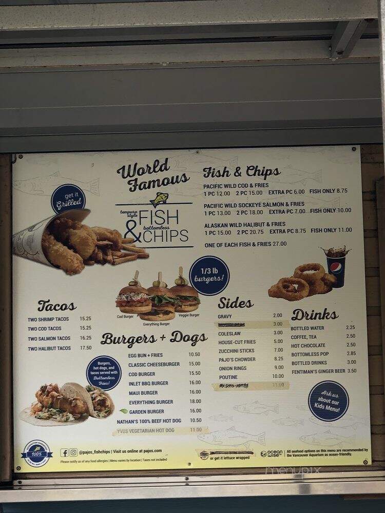 Pajo's Fish & Chips - Port Moody, BC menu_pic
